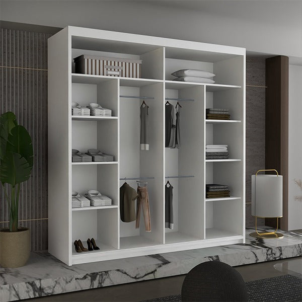 DIAMOND WHITE WARDROBE 150cm/203cm