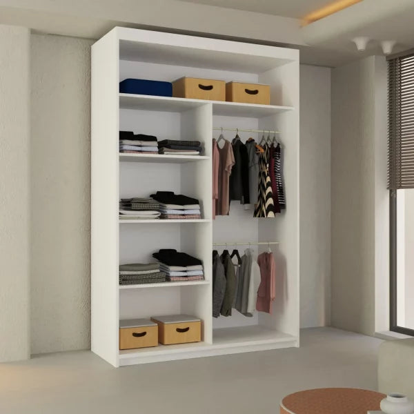 LISBON SLIDING DOOR WARDROBE WHITE 120cm/150cm/180cm/203cm