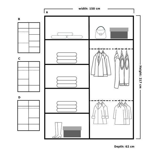 RIO WHITE WARDROBE 150cm/203cm