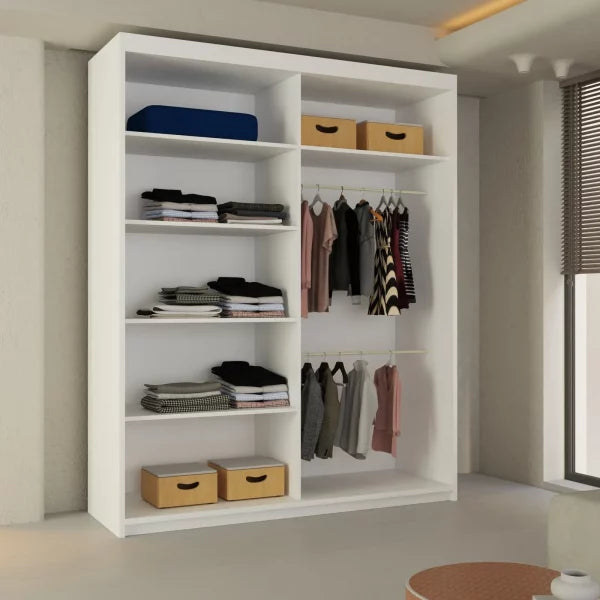 LISBON SLIDING DOOR WARDROBE WHITE 120cm/150cm/180cm/203cm