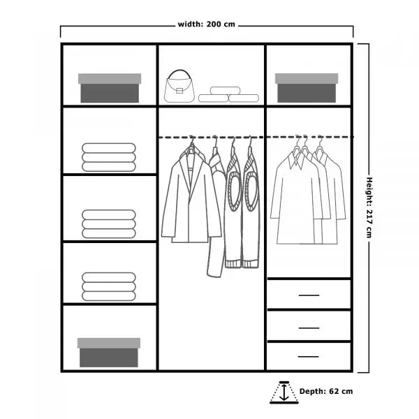 ETNA WHITE WARDROBE 150cm/200cm