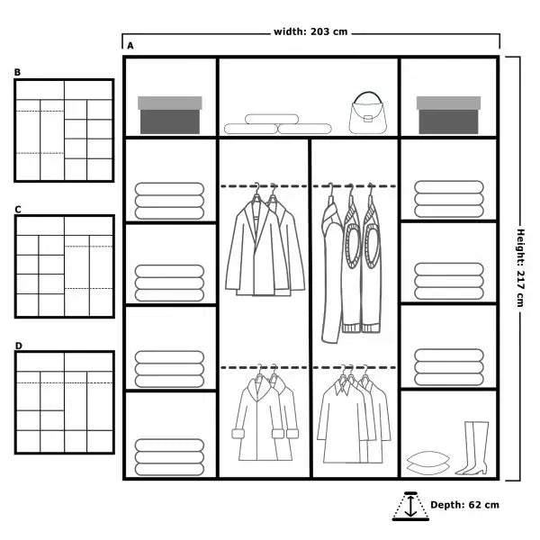 MOON WHITE WARDROBE 150cm/203cm
