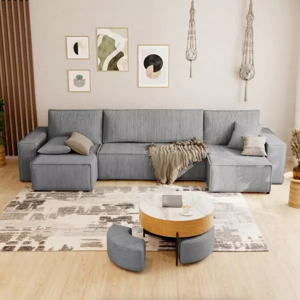 Fabric Brown 3 Seater Sofa Bed
