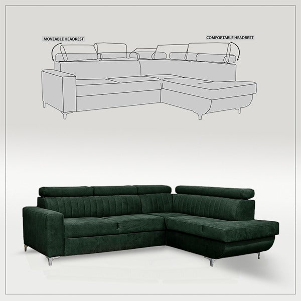 HOUSTON GREEN CORNER SOFA BED