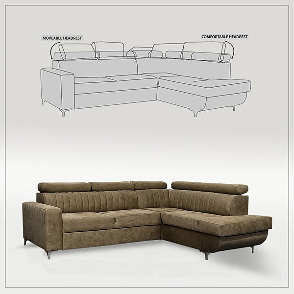 HOUSTON CAMEL CORNER SOFA BED