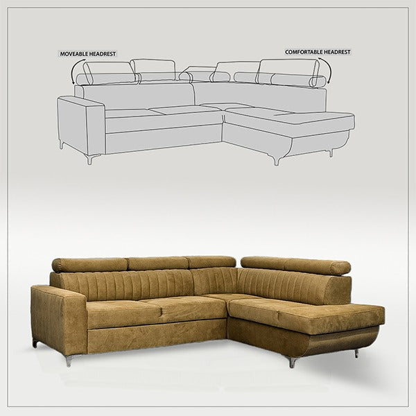 HOUSTON MUSTARD CORNER SOFA BED
