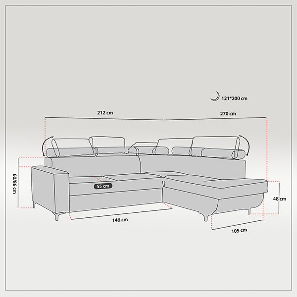 HOUSTON MUSTARD CORNER SOFA BED
