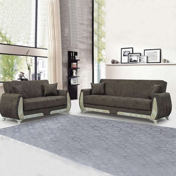 APPLE BROWN 3+2 SOFA BED