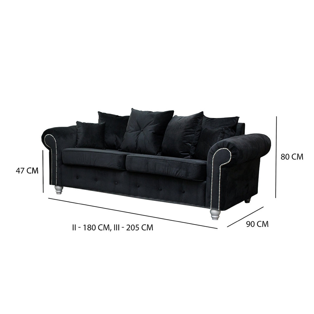 ASHWIN BLACK VELVET SOFA SET