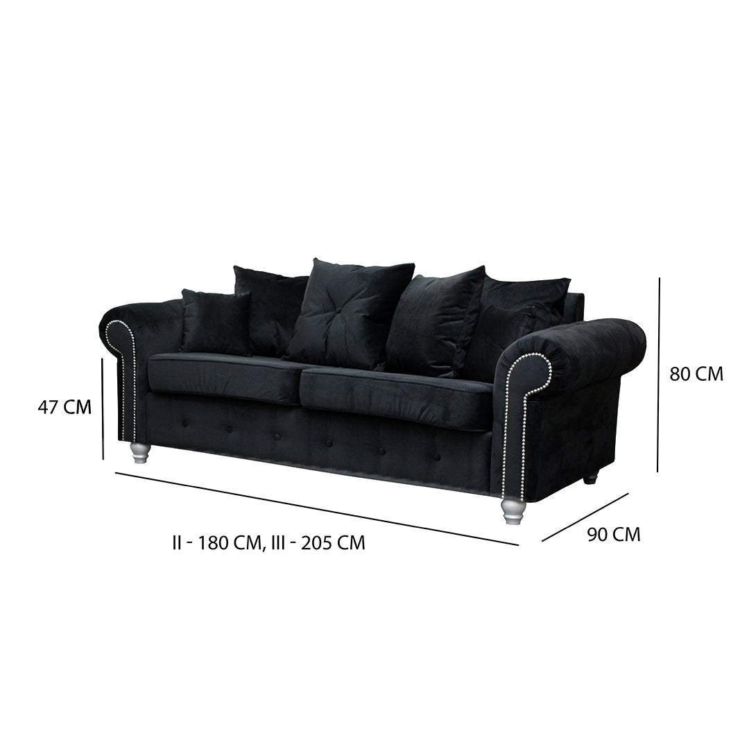 ASHWIN BLACK VELVET SOFA SET