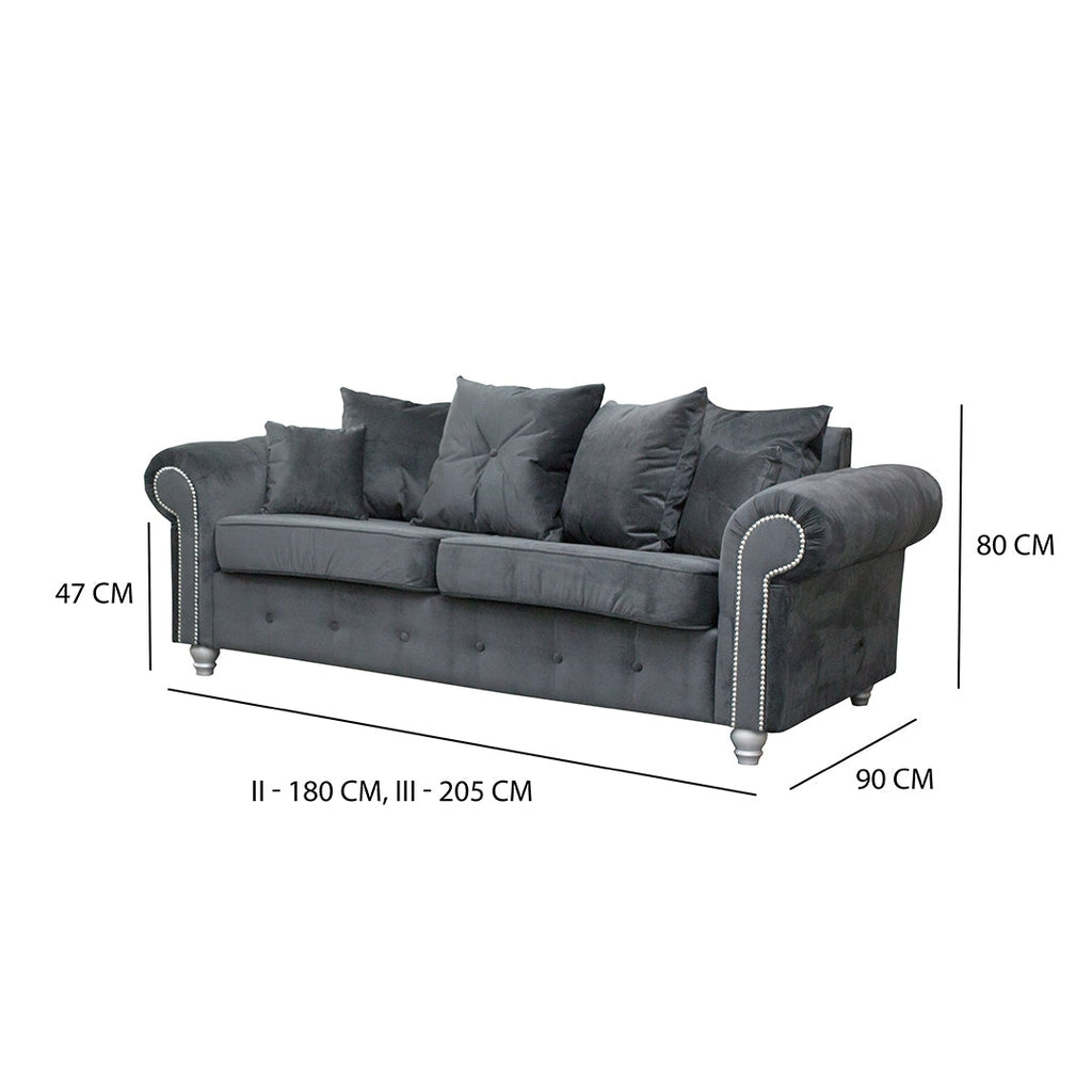 ASHWIN GREY VELVET SOFA SET