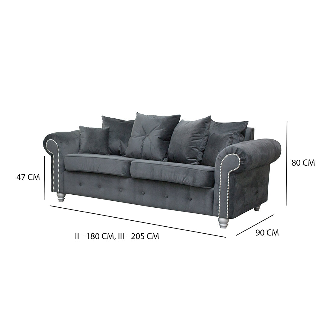 ASHWIN GREY VELVET SOFA SET