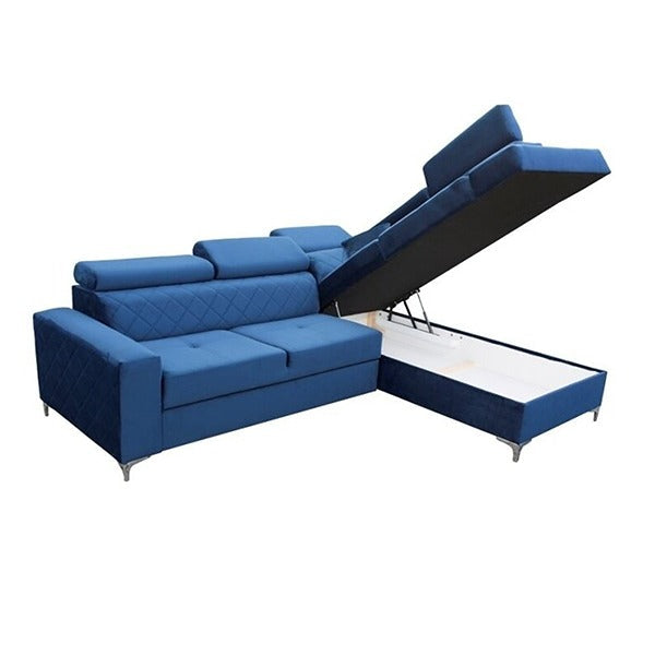 GLOSS CORNER SOFA BED BLUE