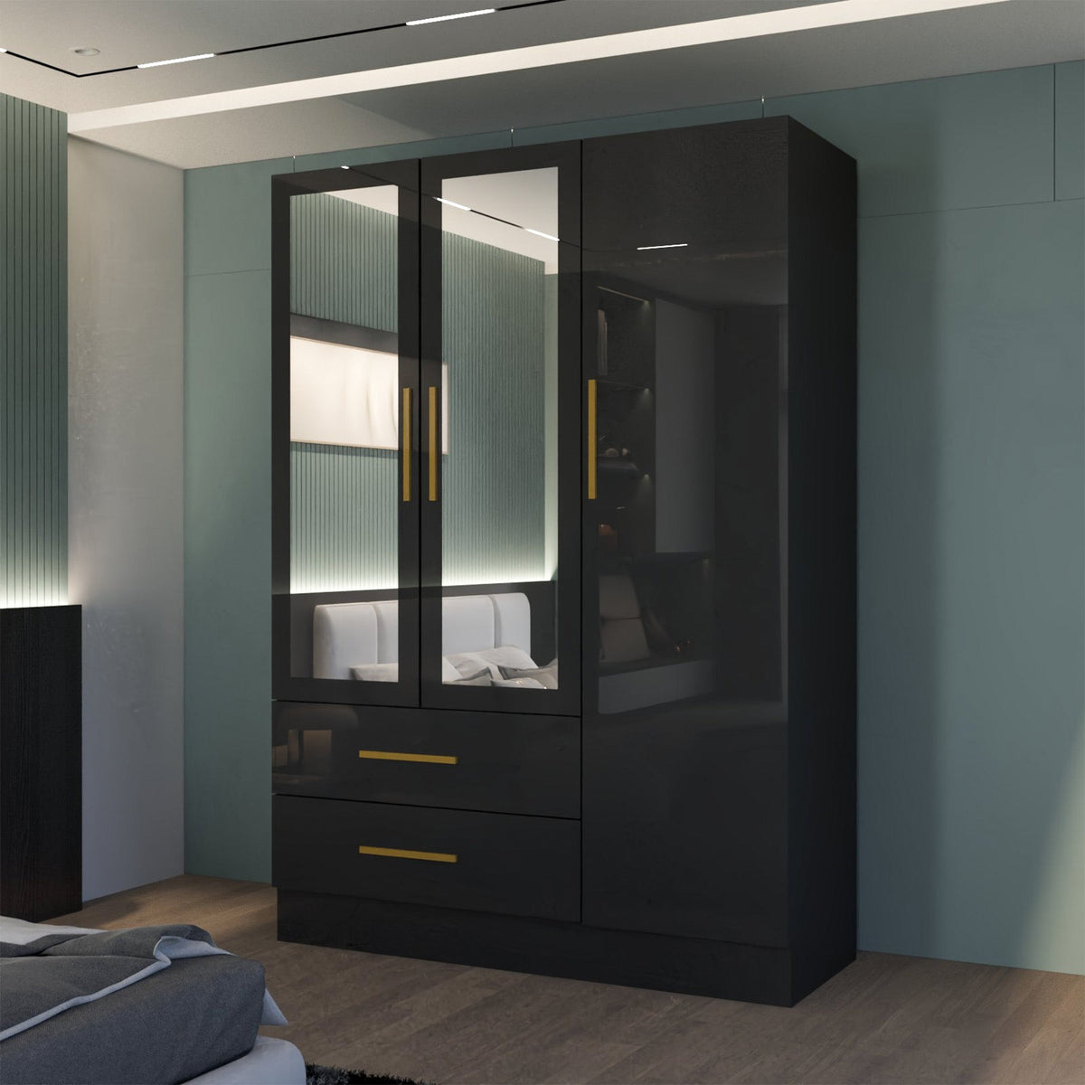 Lugano 3 Door High Gloss Wardrobe