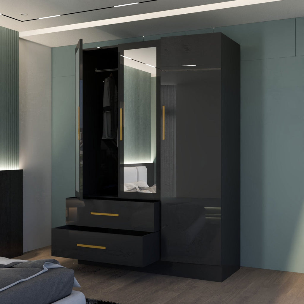 Lugano 3 Door High Gloss Wardrobe