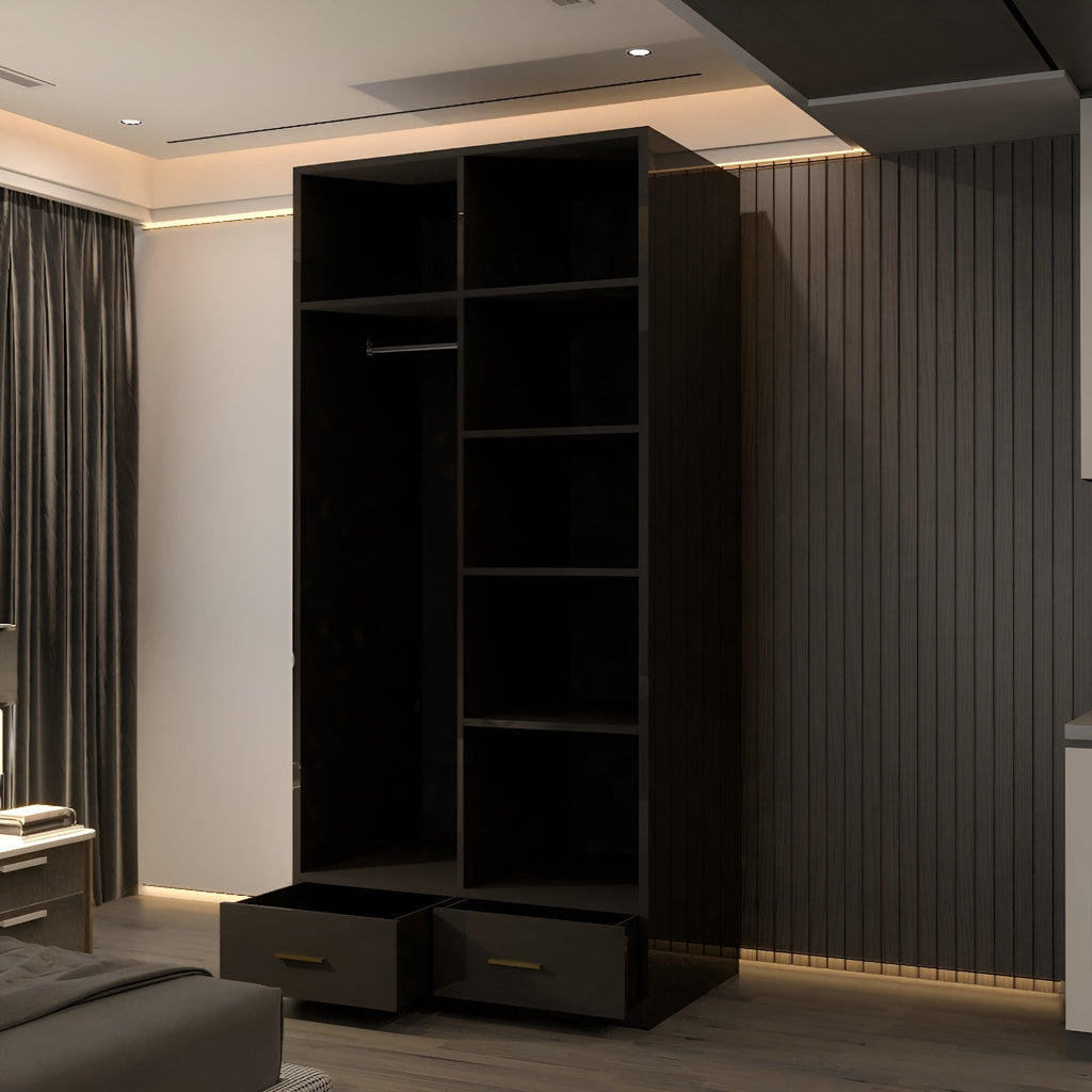 Lugano 2 Door 90cm High Glass Wardrobe