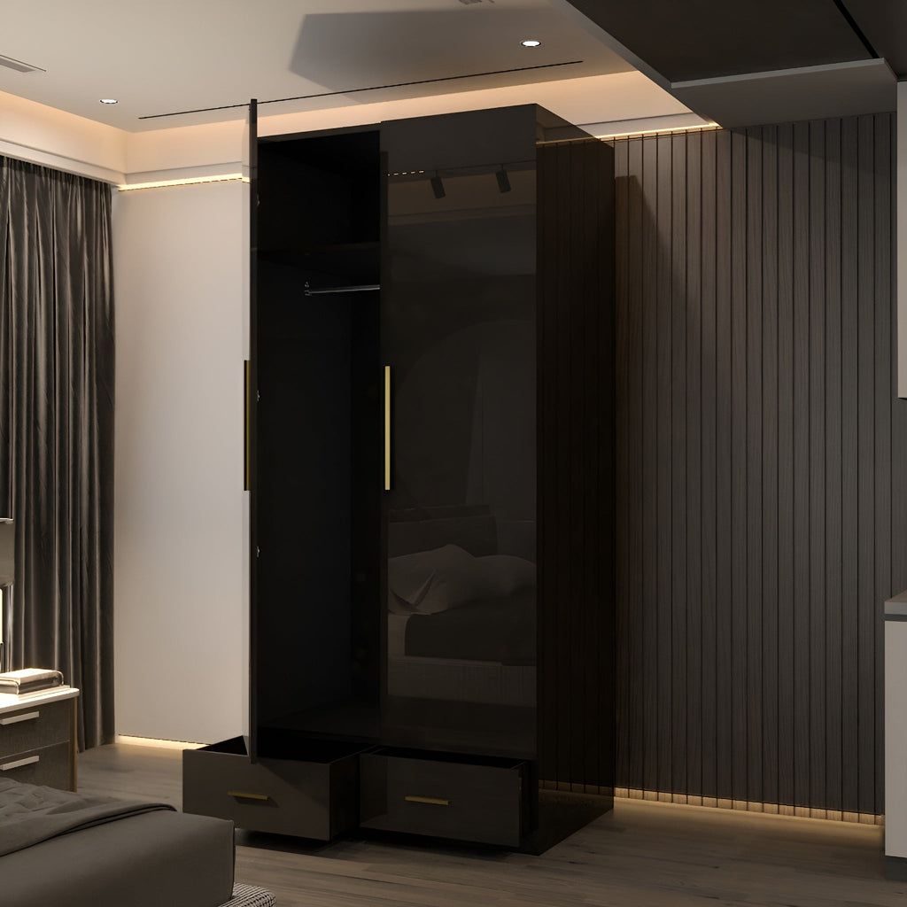 Lugano 2 Door 90cm High Glass Wardrobe