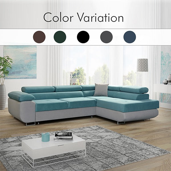 LIDO Sky Blue Corner Sofa Bed