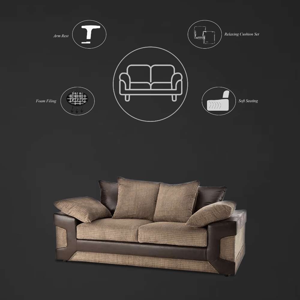 DINO BEIGE/BROWN SOFA SET