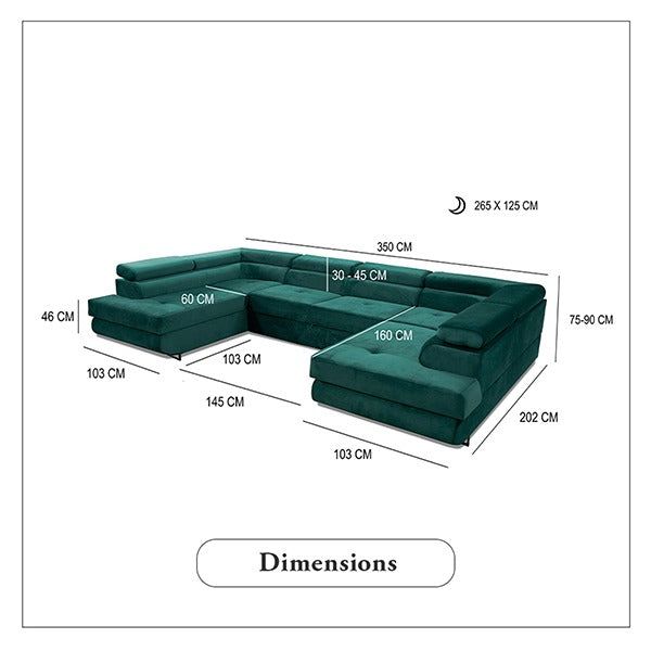 GREEN U-CORNER SOFA BED