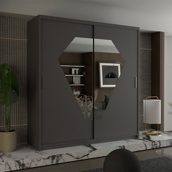 DIAMOND WHITE WARDROBE 150cm/203cm