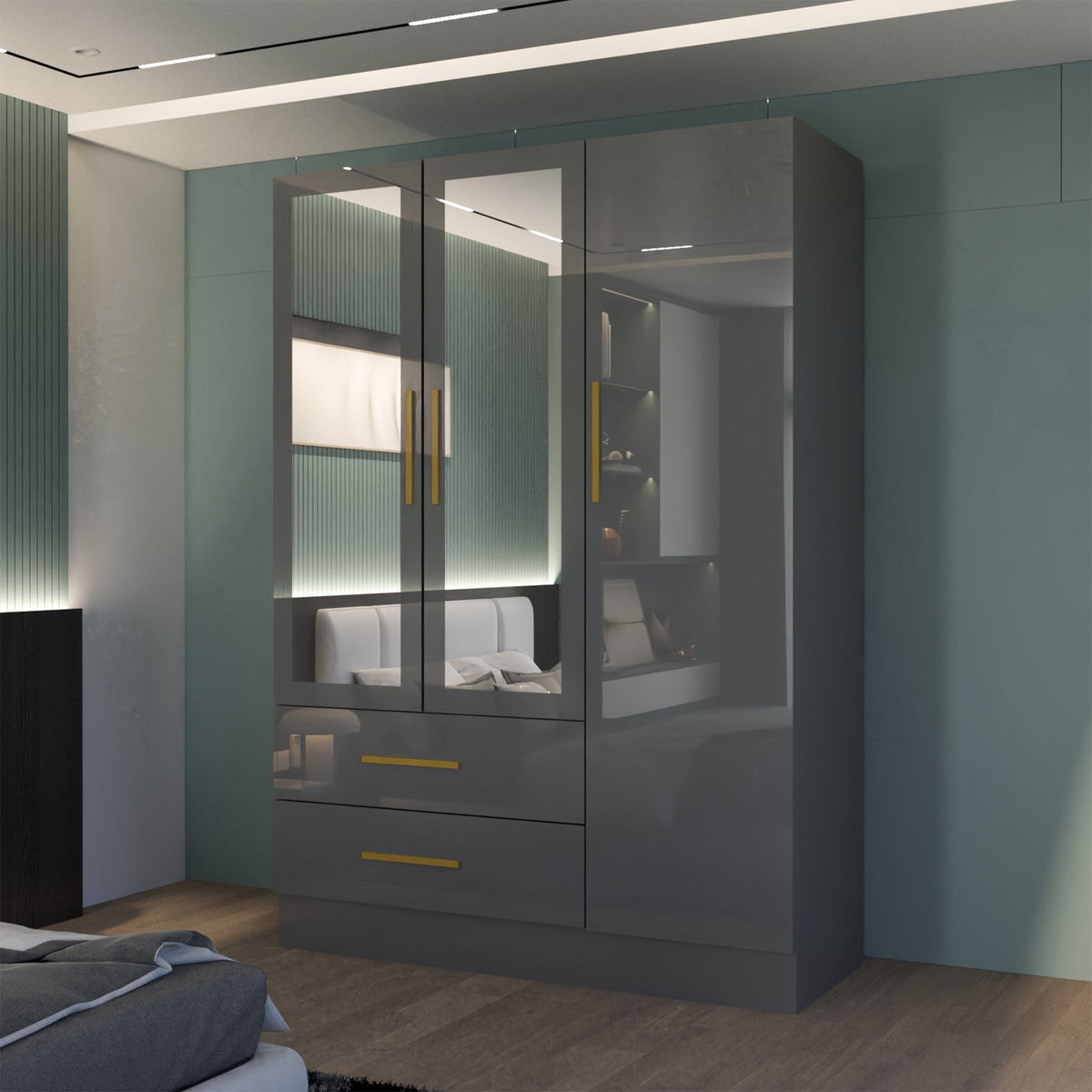 Lugano 3 Door High Gloss Wardrobe