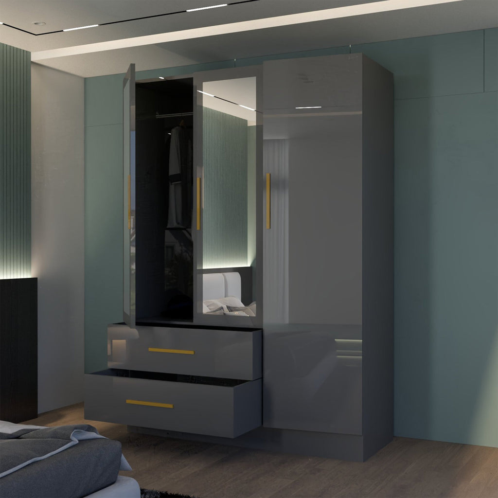 Lugano 3 Door High Gloss Wardrobe