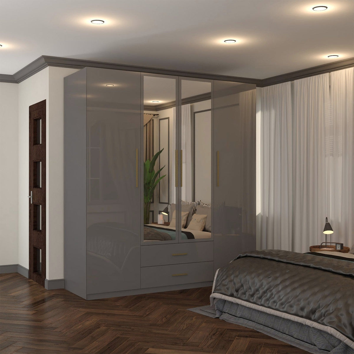 Lugano High Gloss 4 Door Hinged Wardrobe