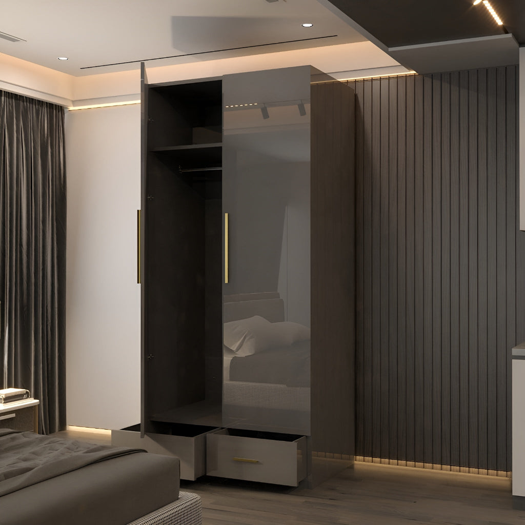 Lugano 2 Door 90cm High Glass Wardrobe