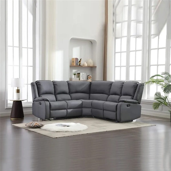 Chicago Pu Recliner Black Corner Sofa