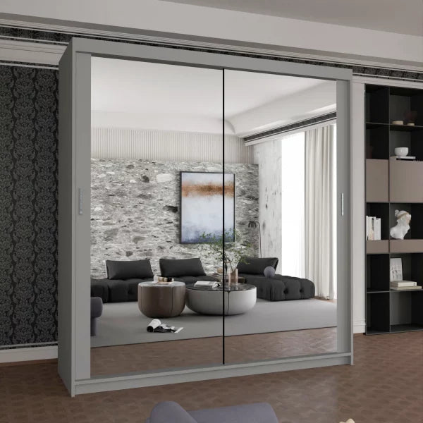 HOUSTON WHITE SLIDING WARDROBE 100cm/120cm/150cm/180cm/203cm