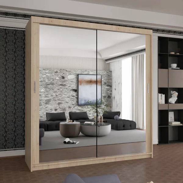 HOUSTON WHITE SLIDING WARDROBE 100cm/120cm/150cm/180cm/203cm