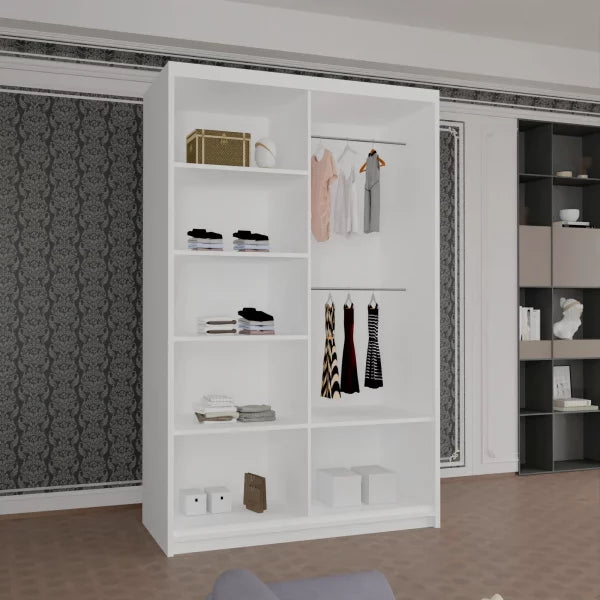 HOUSTON WHITE SLIDING WARDROBE 100cm/120cm/150cm/180cm/203cm
