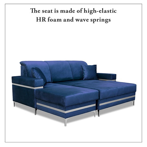 FLORENCE BLUE GOLD CORNER SOFA BED
