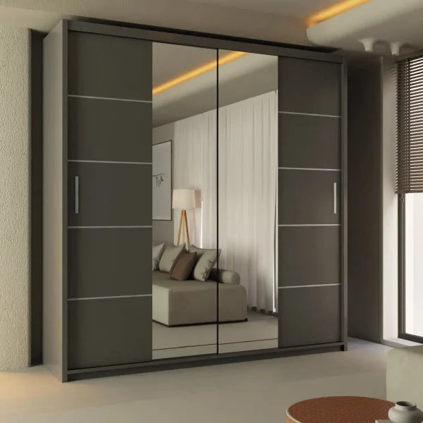 LISBON SLIDING DOOR WARDROBE WHITE 120cm/150cm/180cm/203cm