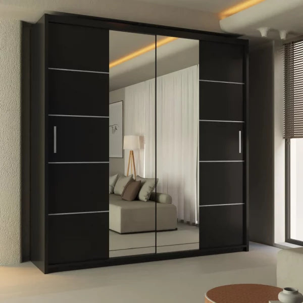 LISBON SLIDING DOOR WARDROBE WHITE 120cm/150cm/180cm/203cm