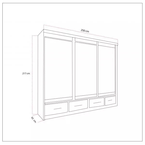 MAYFAIR BLACK WARDROBE 250CM