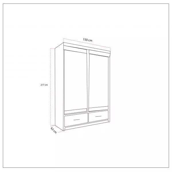 MAYFAIR BLACK WARDROBE 150CM