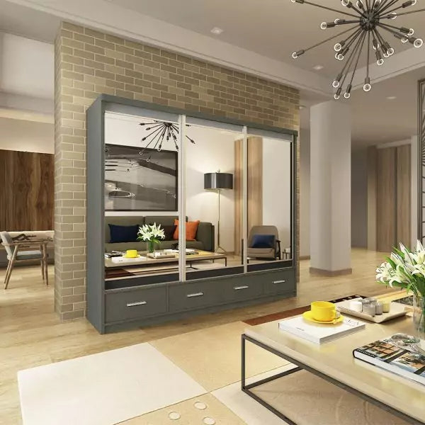 MAYFAIR GREY WARDROBE 250CM
