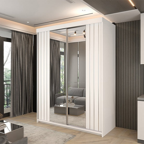 Marbella White Sliding Wardrobe 150cm/200cm