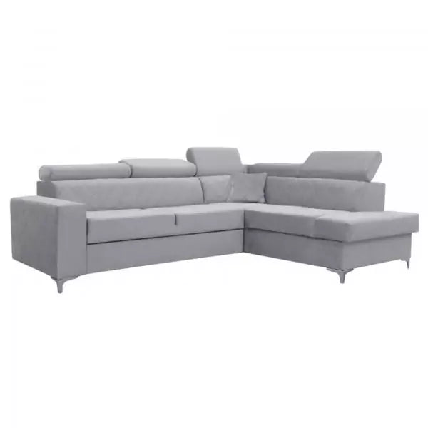 GLOSS CORNER SOFA BED SILVER