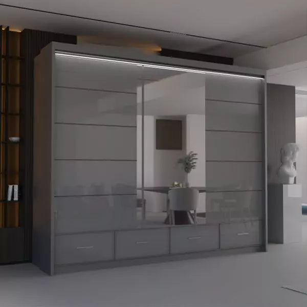 WHITE HIGH GLOSS SYCYLIA WARDROBE 150-208-255CM