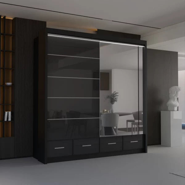 WHITE HIGH GLOSS SYCYLIA WARDROBE 150-208-255CM