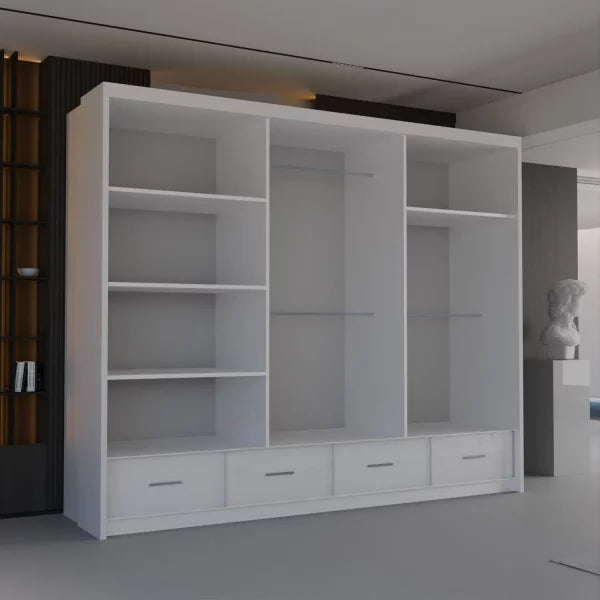 WHITE HIGH GLOSS SYCYLIA WARDROBE 150-208-255CM
