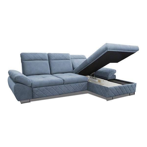 Santana Corner Sofa Bed Sky Blue