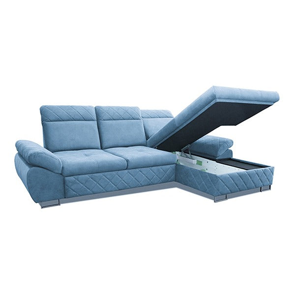 Santana Corner Sofa Bed Sky Blue