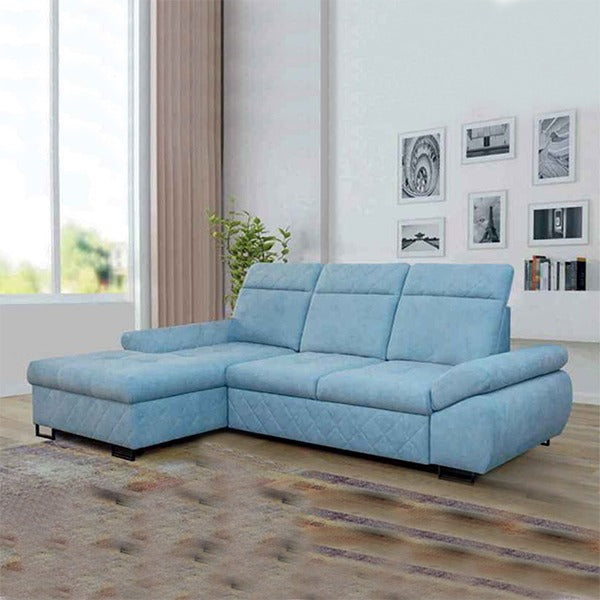 Santana Corner Sofa Bed Sky Blue