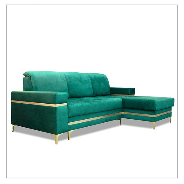FLORENCE GREEN GOLD CORNER SOFA BED