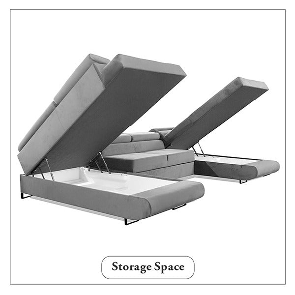 GREY U-CORNER SOFA BED