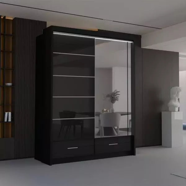 WHITE HIGH GLOSS SYCYLIA WARDROBE 150-208-255CM